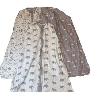 Mama Cheetah Sleep Sack Lot L 12-18m 3 Gray Elephant Organic Cotton